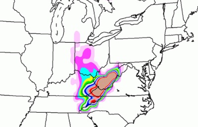 Hurricane Sandy Snowfall Map