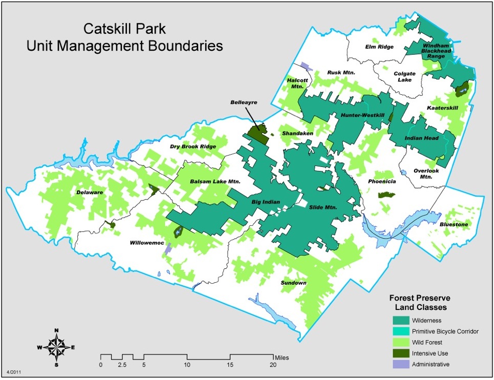 Catskill Trails Map, Catskills Park NY