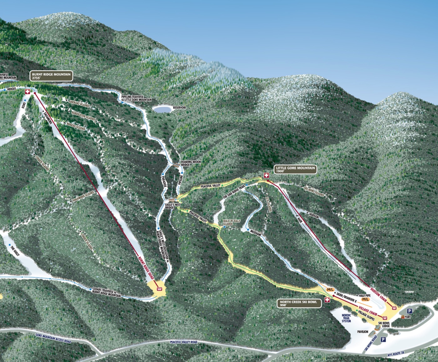 North Creek Ski Bowl trail map