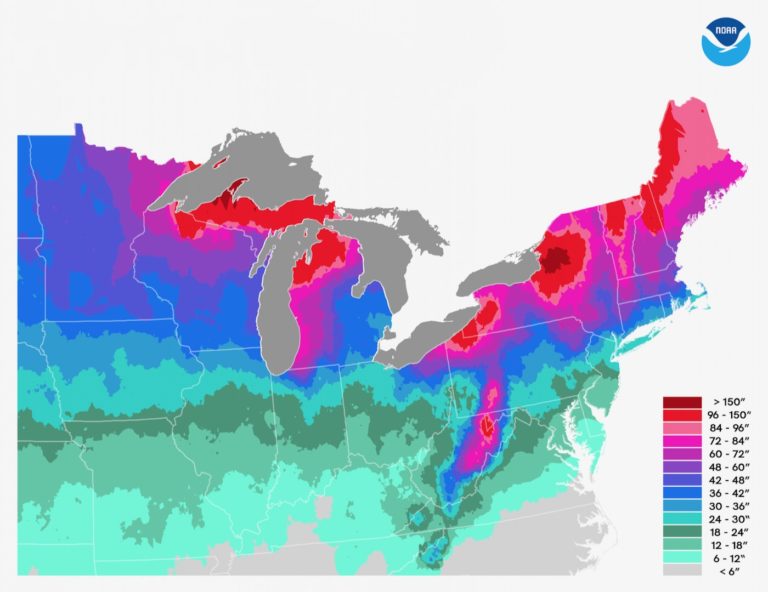 Great Lakes Snowfall Map NYSkiBlog Directory