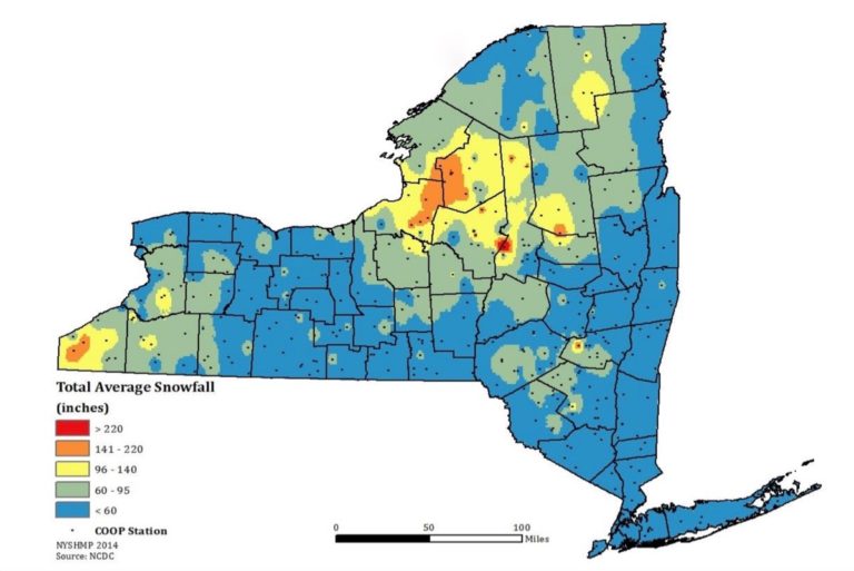 NY State Average Snowfall 1960 - 2012 | NYSkiBlog Directory