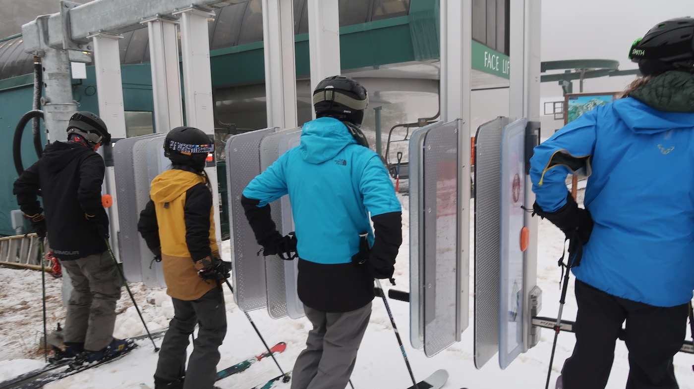 social distancing in the lift line