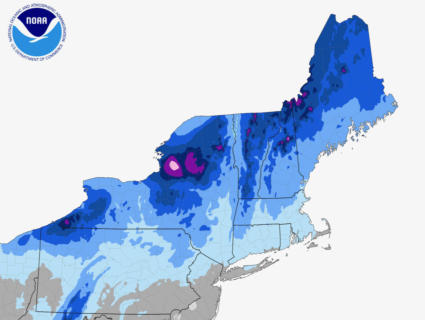 Northeast Snowfall Map • NYSkiBlog Directory