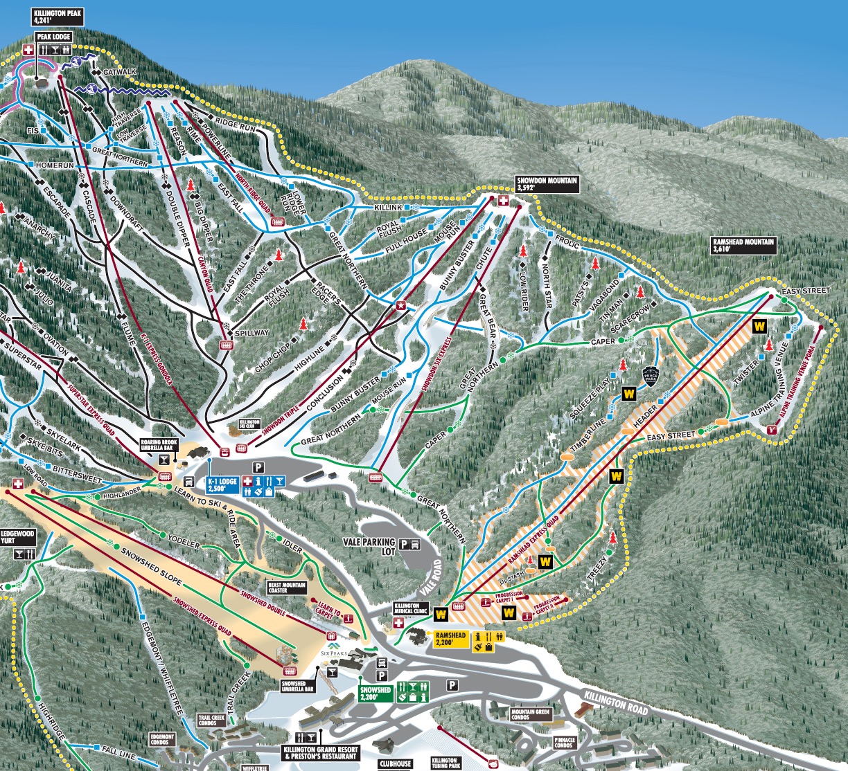 Killington 2020-2021 Trail Map SKI mountain Vermont VT 