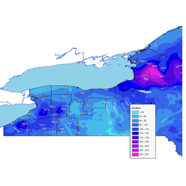 Western NY Snow Totals Map | NYSkiBlog Directory