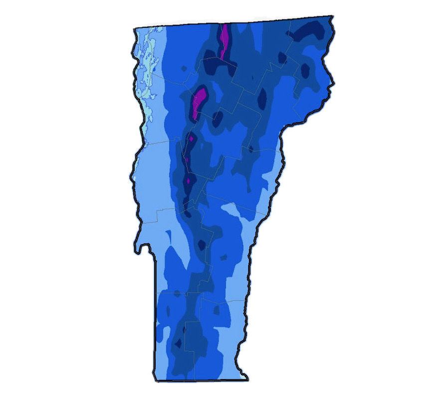Vermont snowfall map