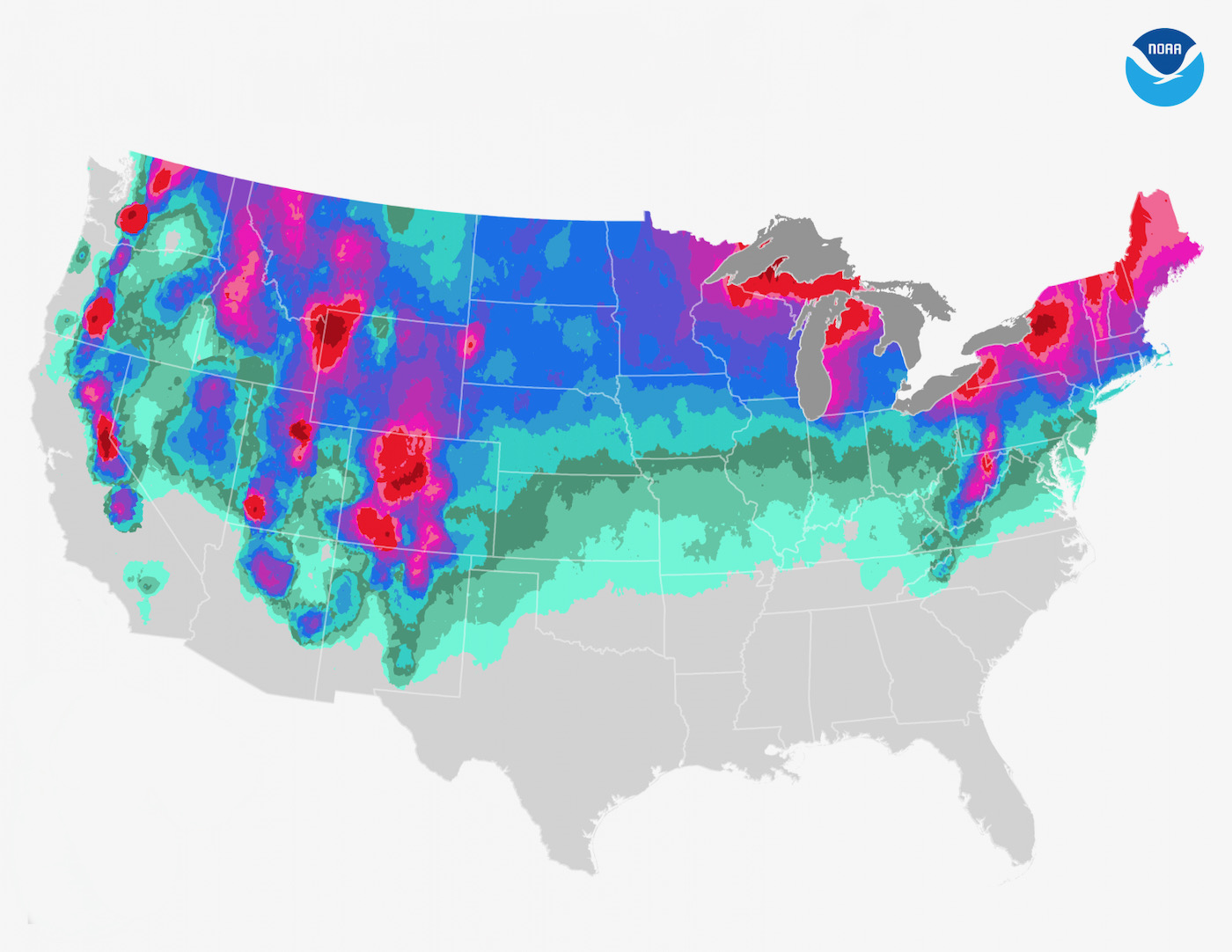 US Annual Snowfall Map • NYSkiBlog Directory